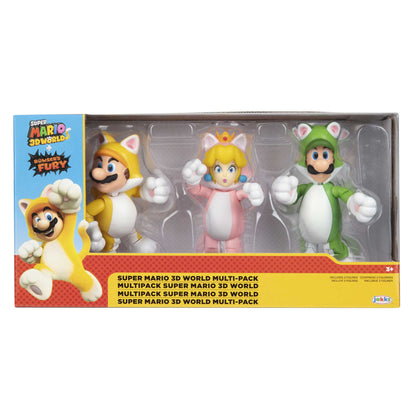 Nintendo Super Mario 3D World 10 cm pack da 3 personaggi articolati