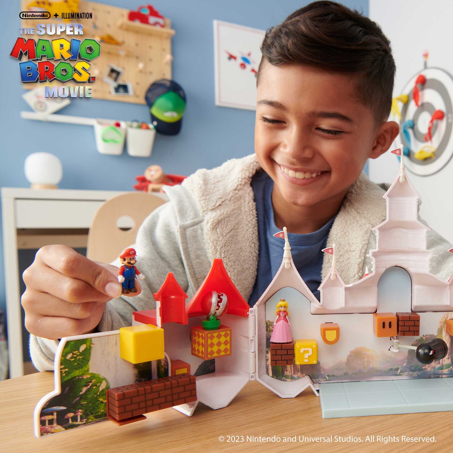 Super Mario Movie Deluxe playset castello di Peach con personaggi 4 cm